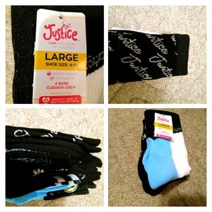 Justice Cushion Crew (LARGE) Shoe Size 4-10 4 Pair Variety Pack